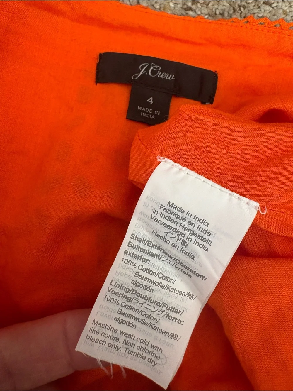 J Crew Women's Orange Eyelet Wrap Dress size 4